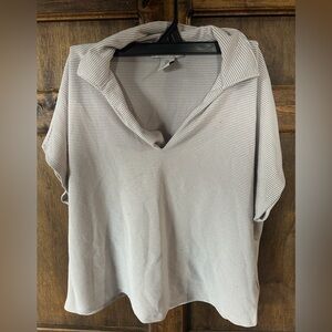 Martha Stewart Light Gray V-Neck Blouse